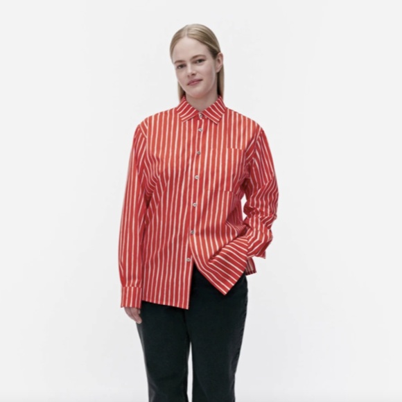 Marimekko Jokapoika Shirt Suomi Finland Cotton Striped Unisex Size Large L - Picture 10 of 13